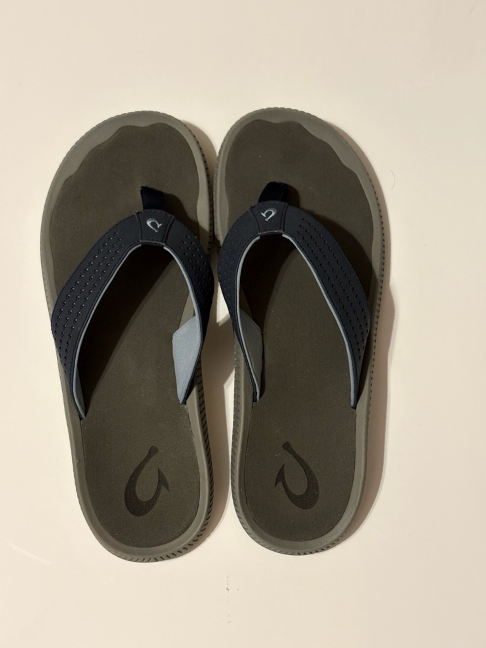 Olukai Ulele Men's Flip Flops Sandals Blue/Charcoal Size 13
